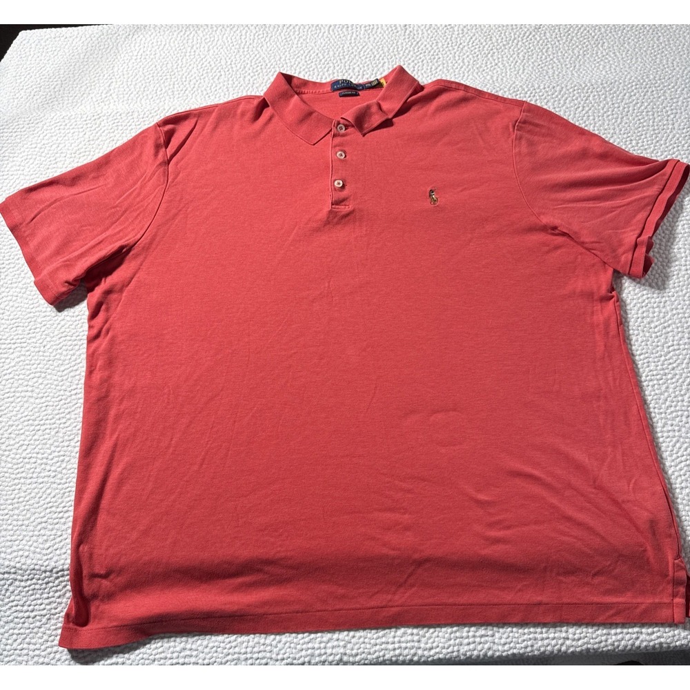 Ralph Lauren Polo Shirt Men's Size XXL Solid Red Cotton SS Pony Logo